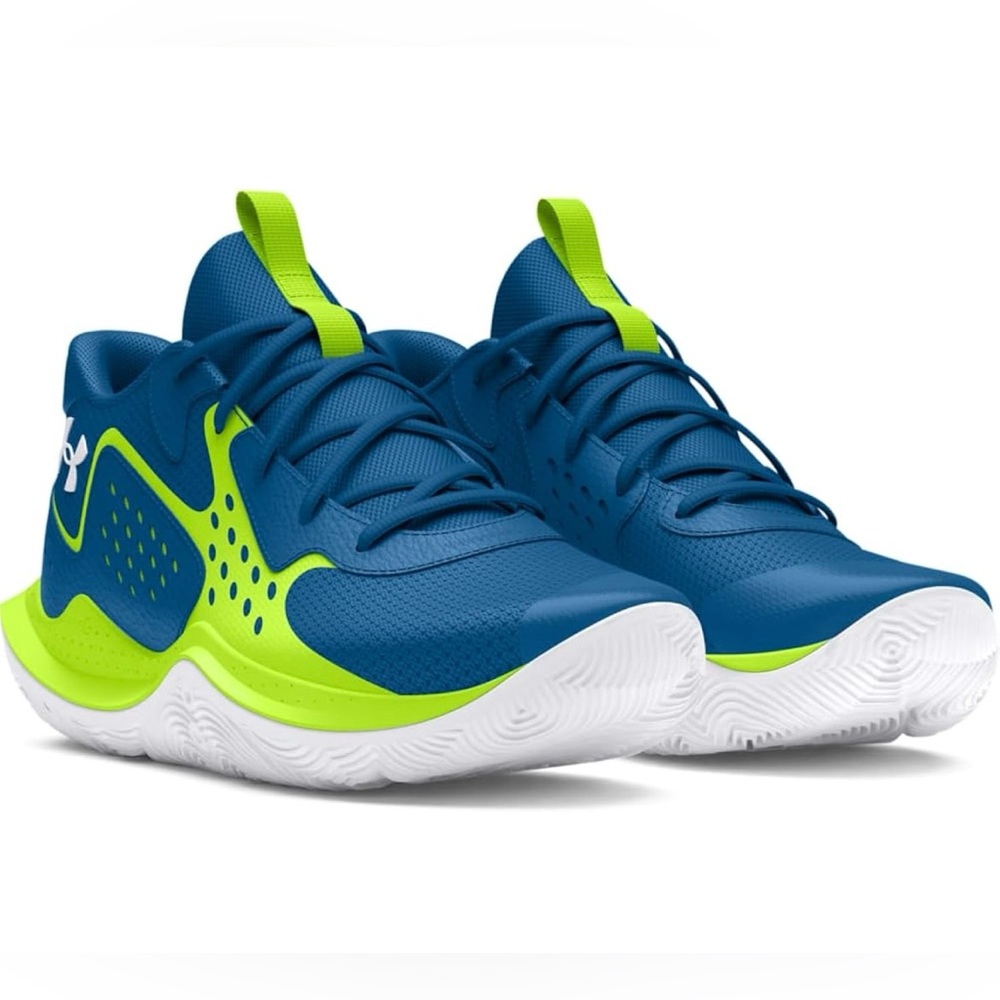 Under Armour Jet ‘23 Grade School Mid Basketball Sneakers | Blue Yellow | 3.5